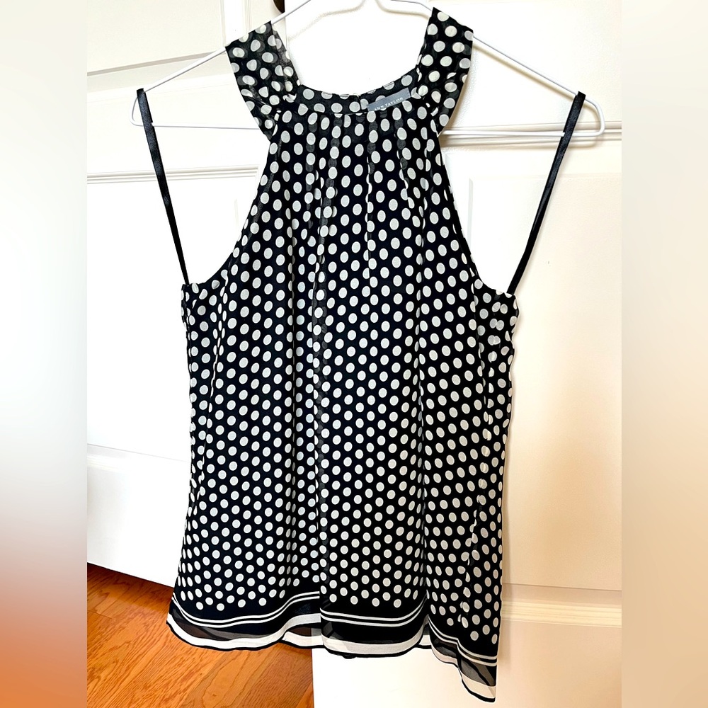 Ann Taylor Black and White Polka Dot Blouse, size XS, brand new with tags NWT.